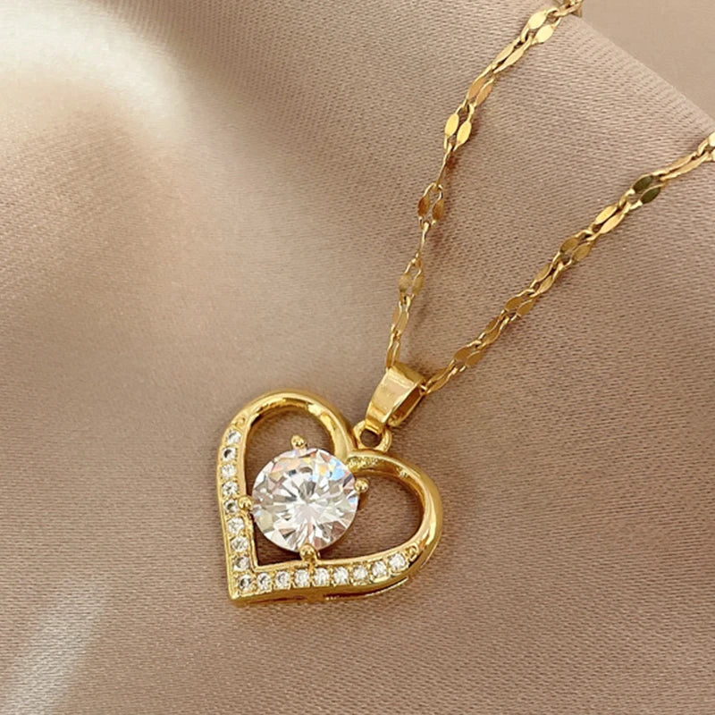 Shiny Heart Pendant Necklace