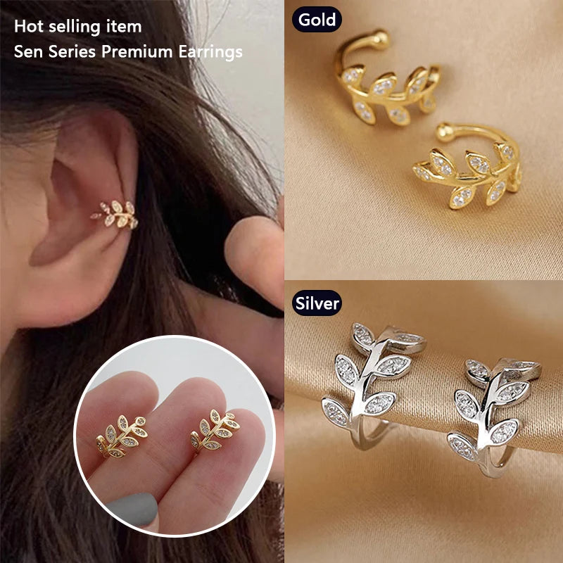Sparkling leaf Clip-On Earrings