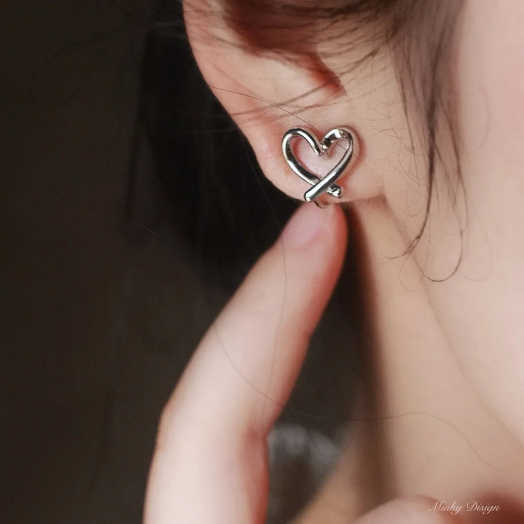 Drawn Heart Clip-On Earrings