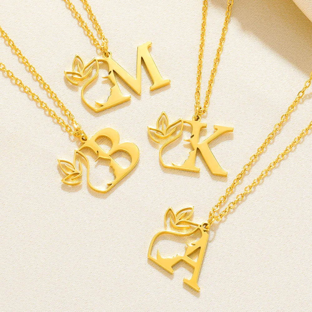 Flower A-Z Initial Love Necklace